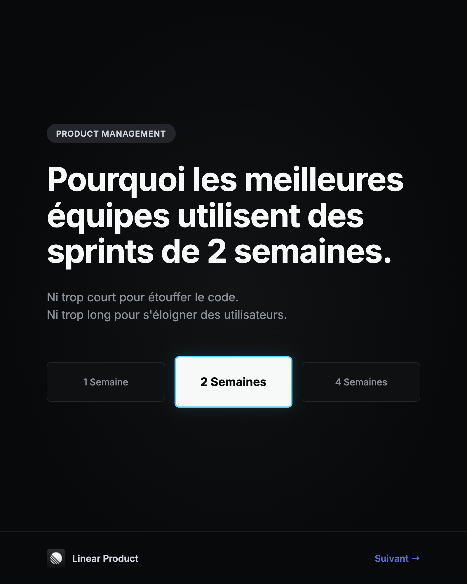 Pourquoi les sprints de 2 semaines - slide 1