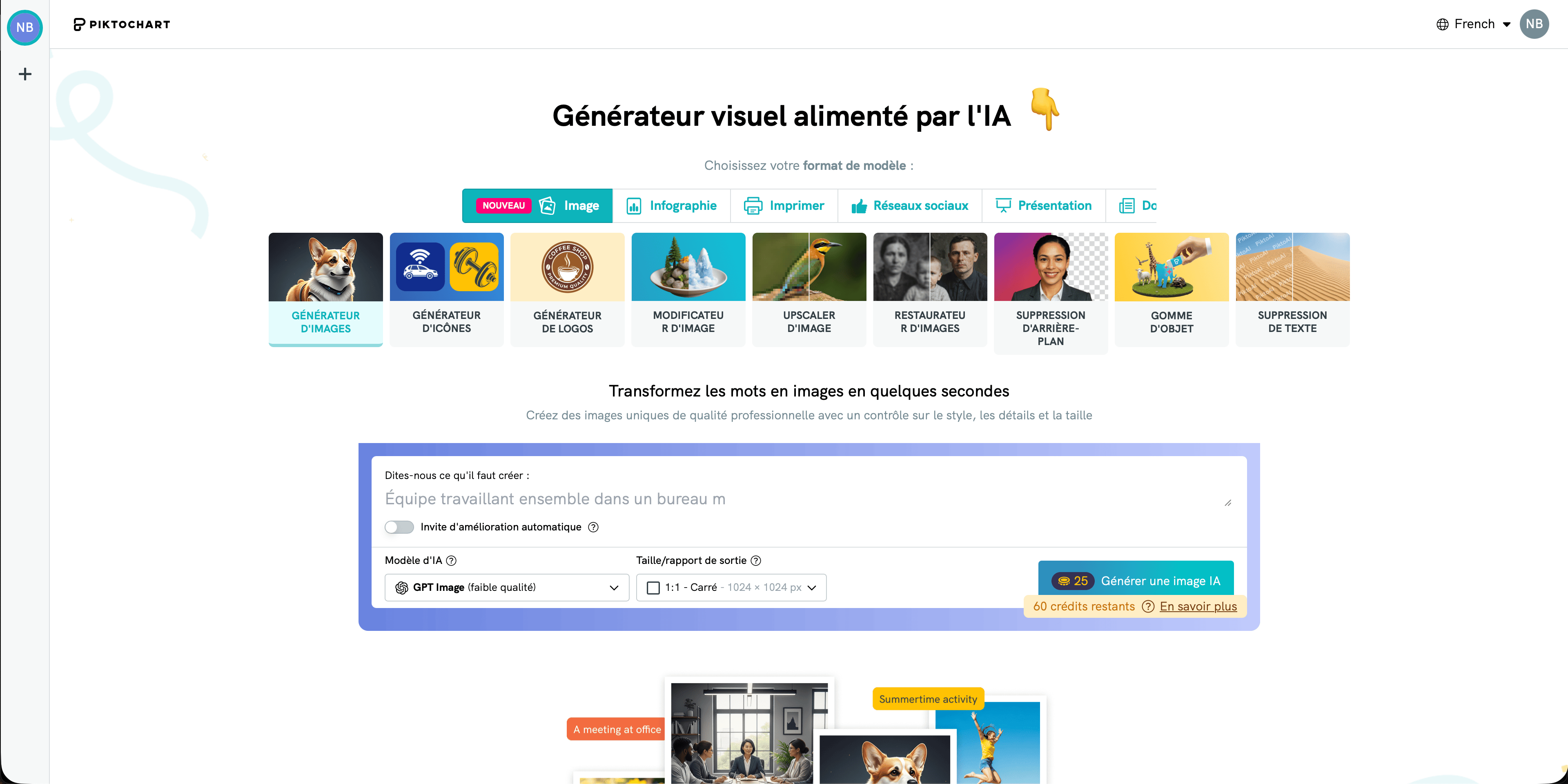 Piktochart carousel generator — 6 AI variations with data visualization