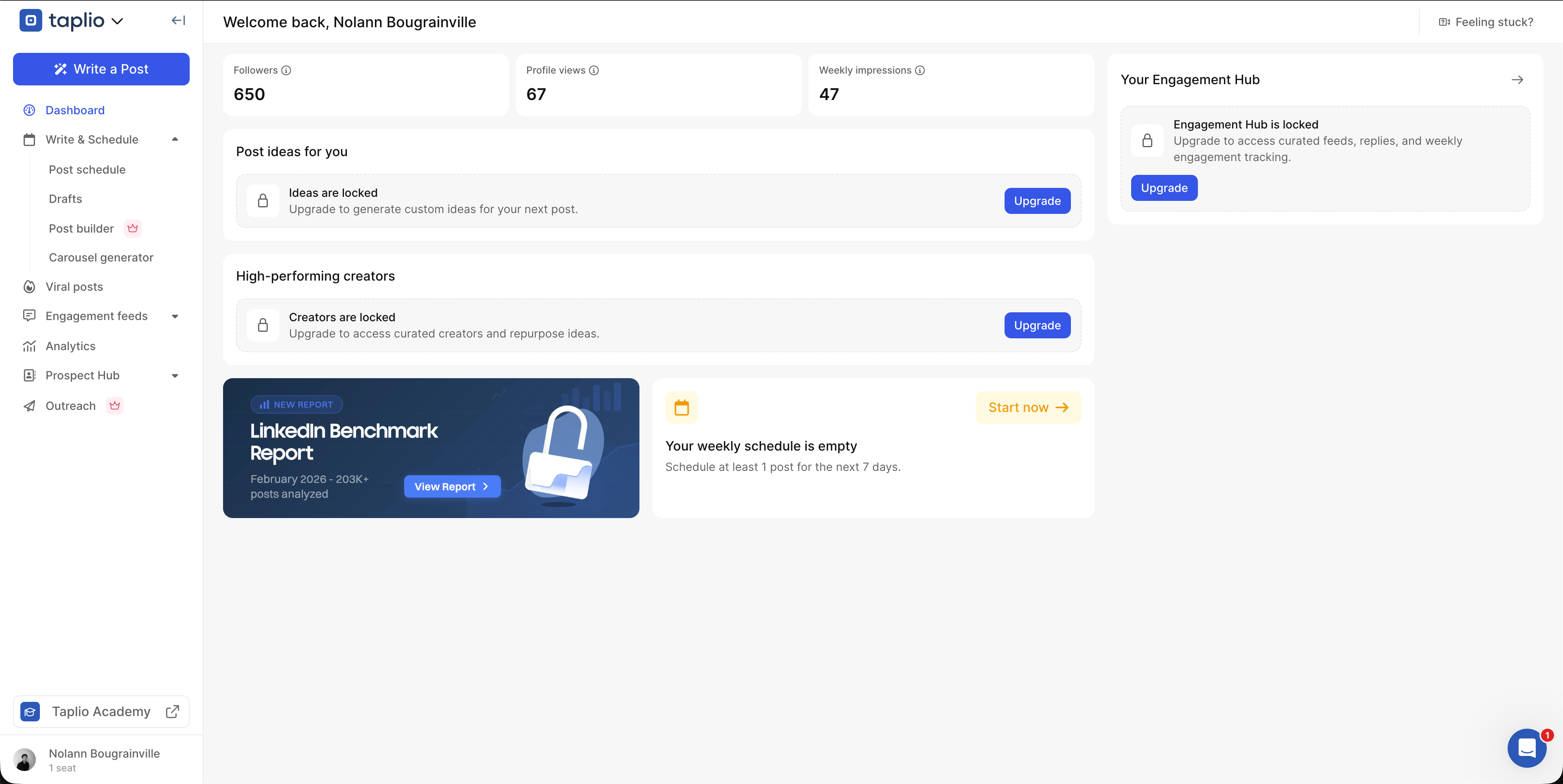 Taplio carousel builder — part of the all-in-one LinkedIn growth platform