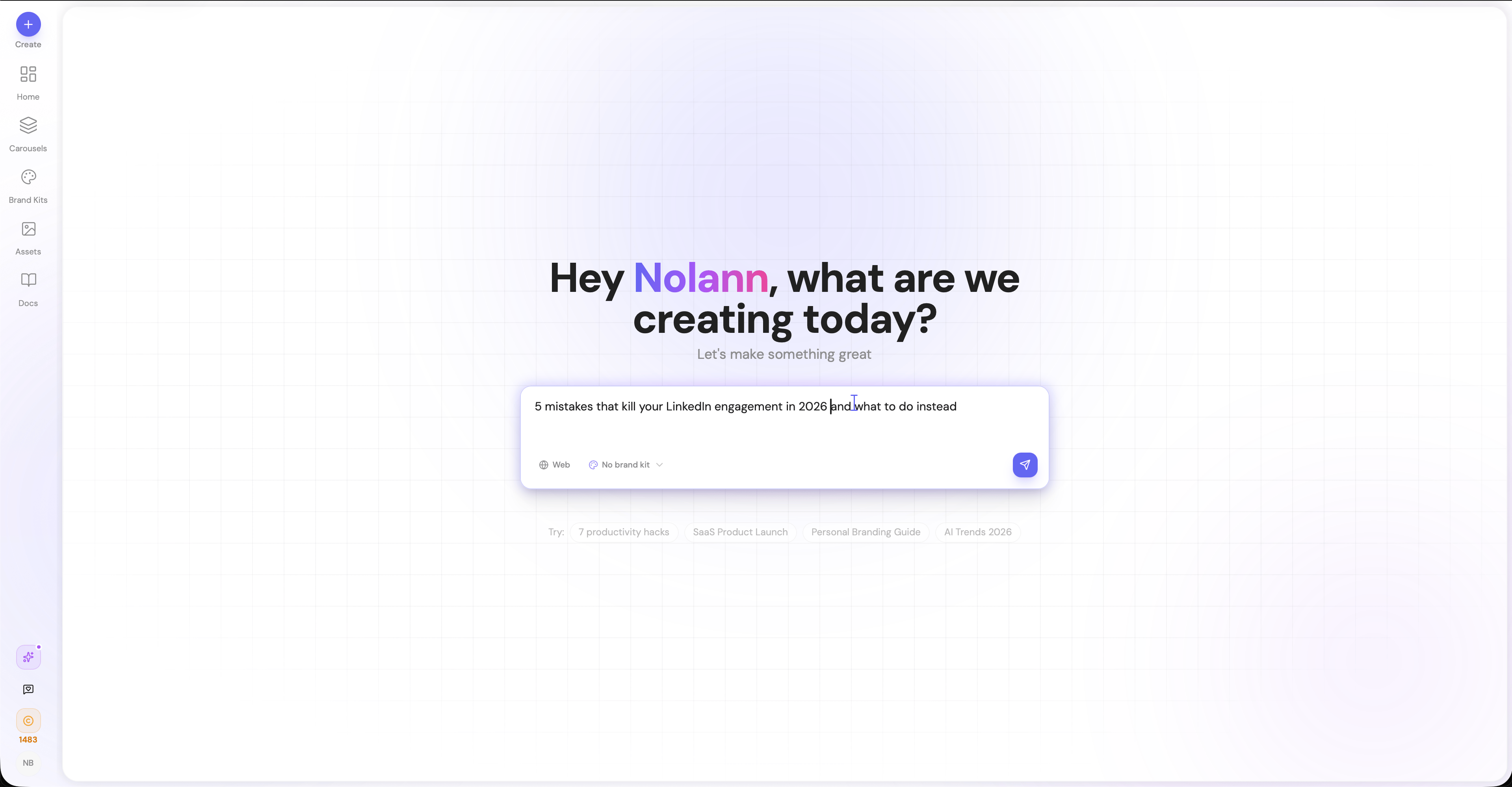 Writing a prompt in Carousels Generator