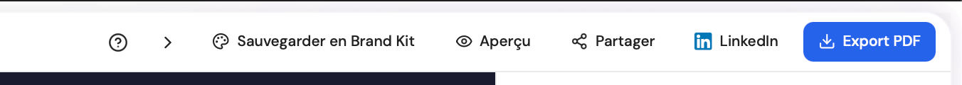 Options d'export — PDF, PNG, publication directe LinkedIn